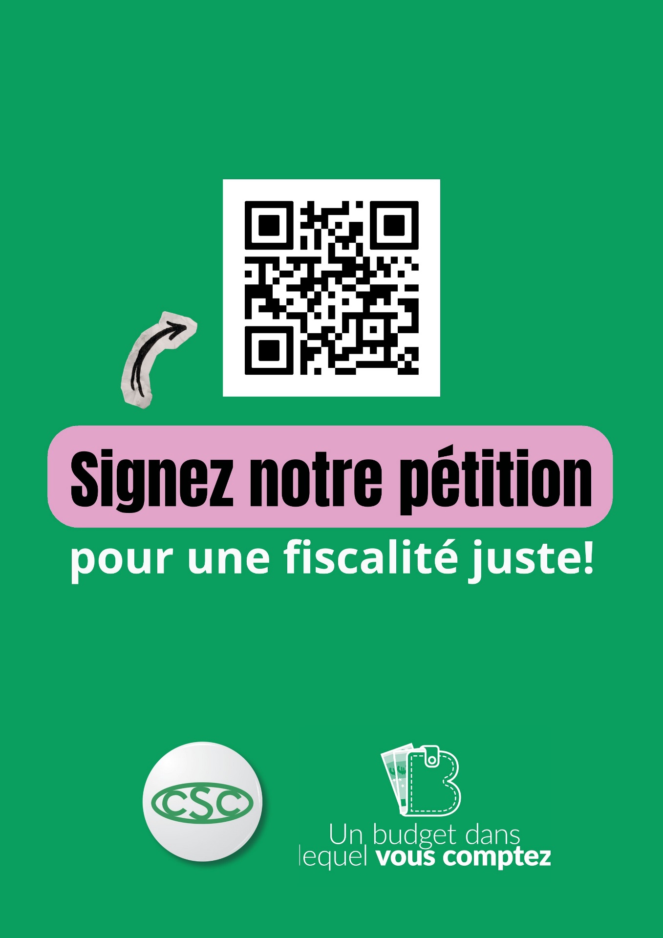 Affiche signez la pétition pour une fiscalité juste