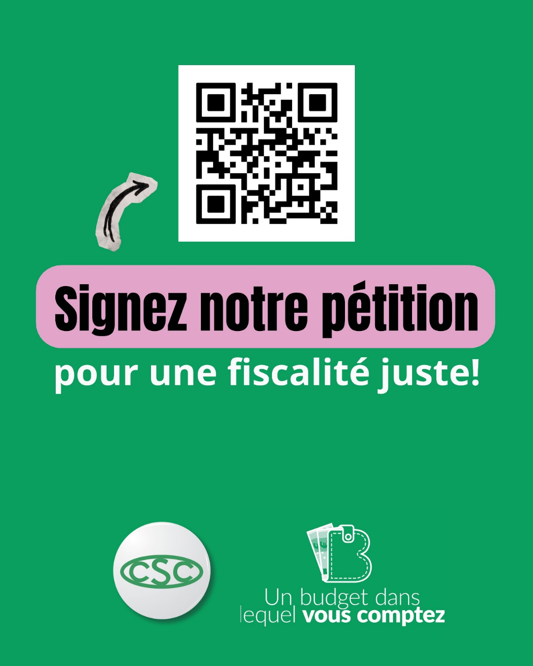 Affiche signez la pétition pour une fiscalité juste