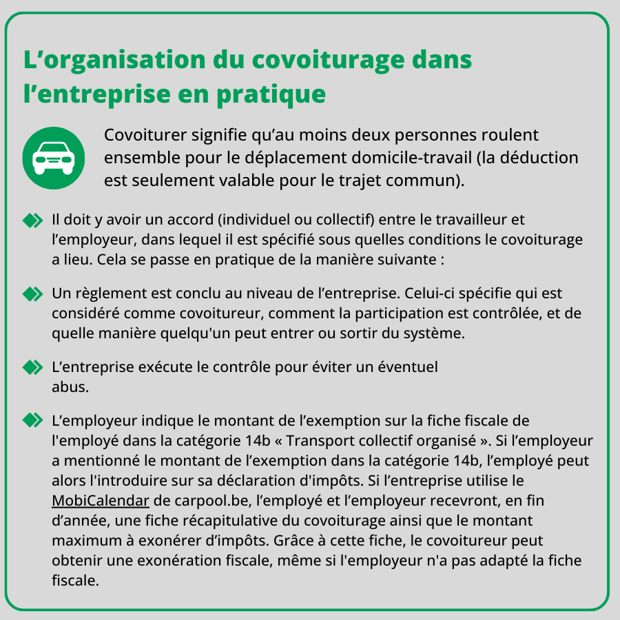 schéma textuel pour organiser le covoiturage en pratique